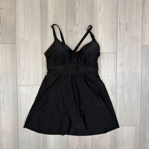 NEW Torrid SwimSuit Size 3 D/DD Black Swim Dress Wireless Racerback One Piece